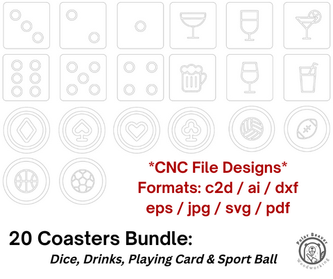20 Carved Coasters Bundle CNC Design File