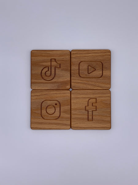 Social Media Coasters (Single,Sets of 4 & 6, Customizable)